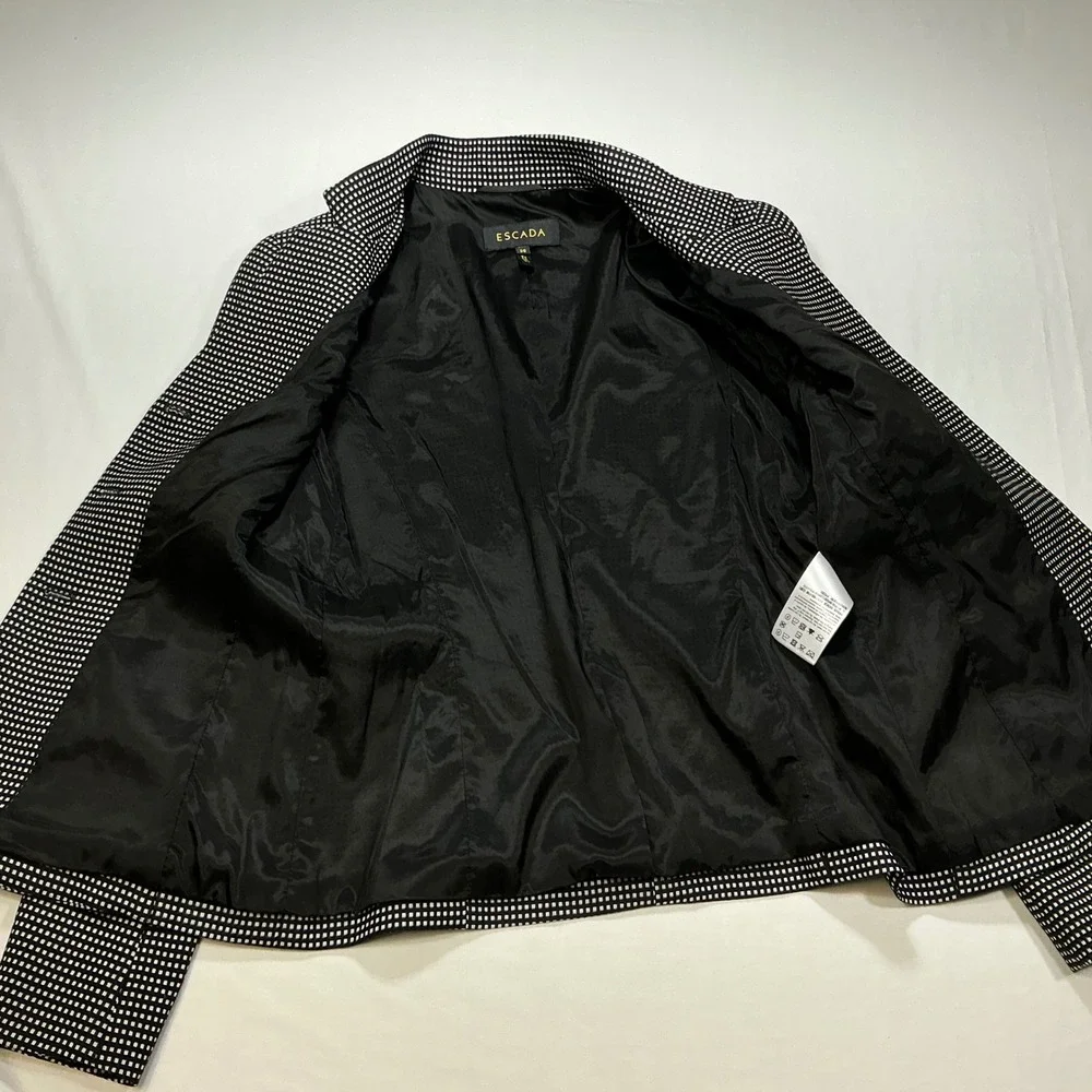 ESCADA Blazer Black & White Checkered Print Career‎ Business Casual Coat
